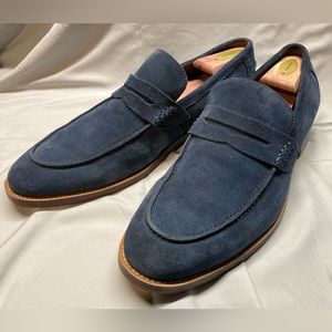 Winthrop Navy Blue Suede Penny Loafers Size 10
